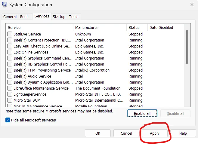 Msconfig